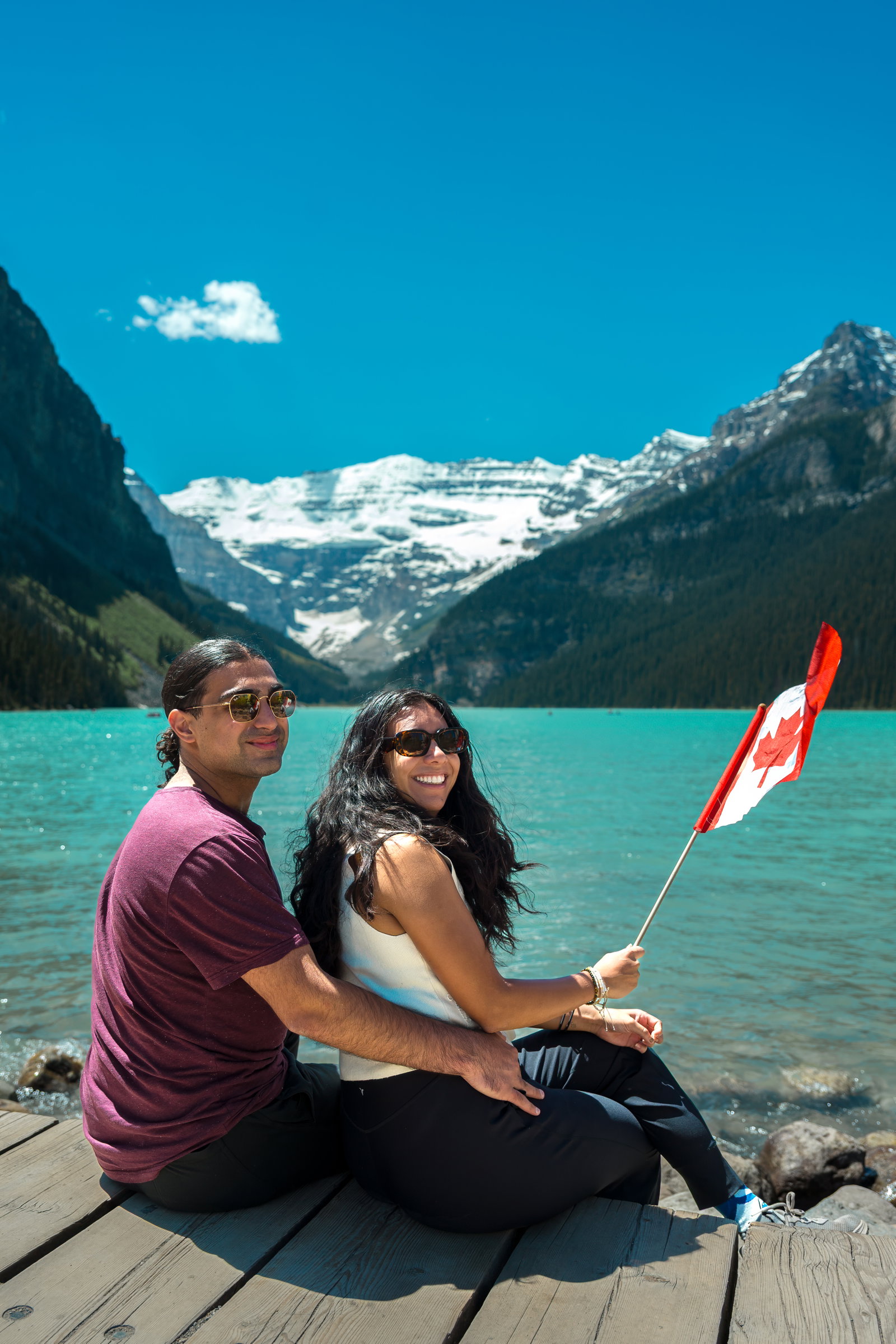 Guests at Lake Louise in Banff National Park, Canada.