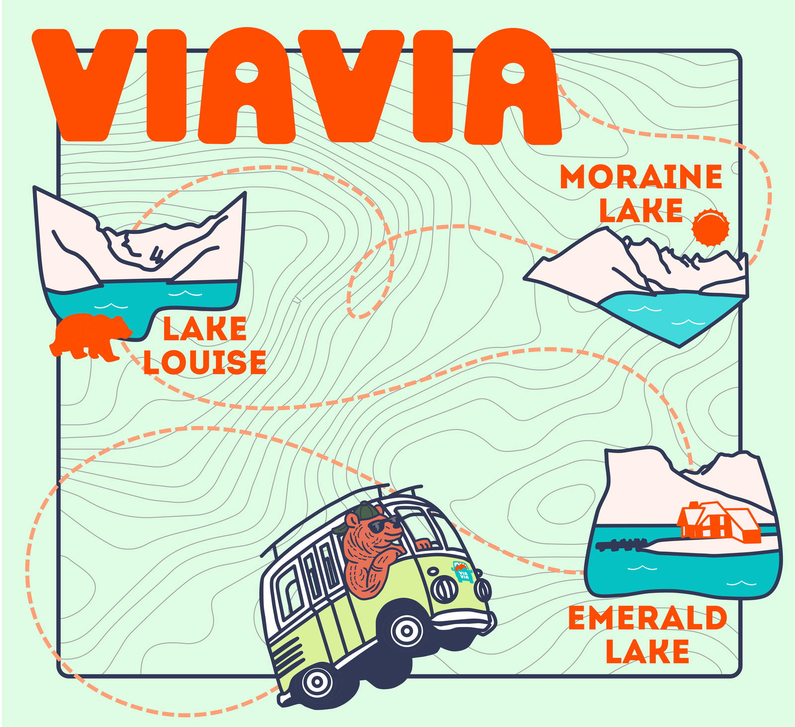 Via Via operations map of Banff National Park