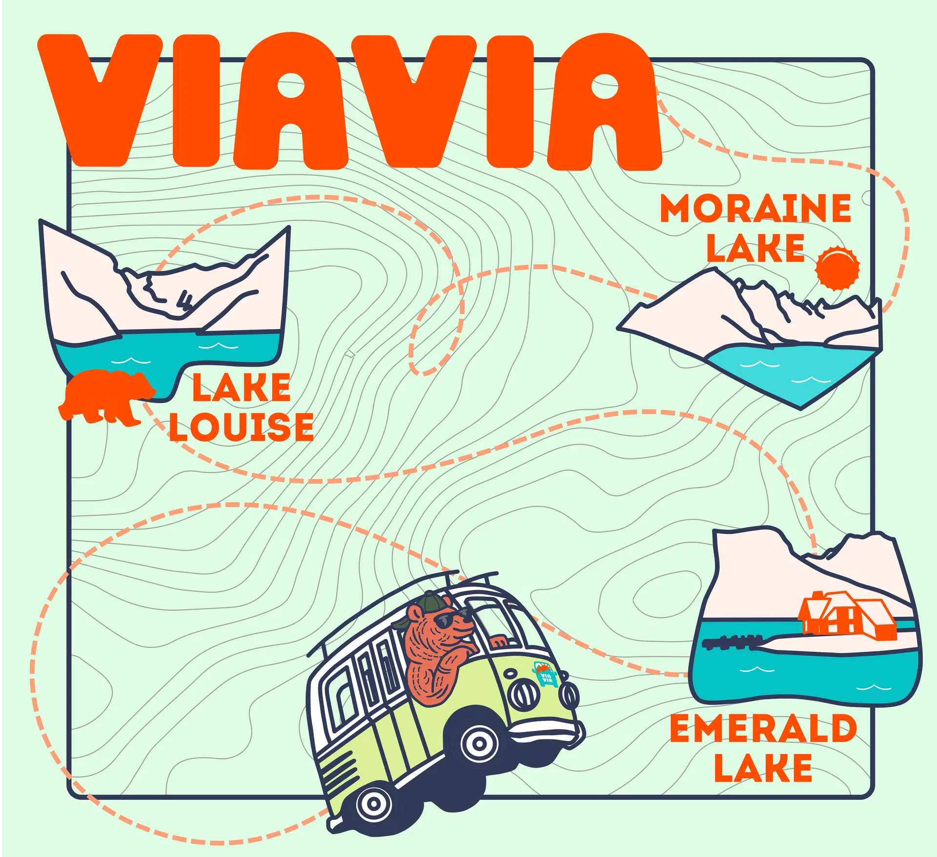 Via Via operations map of Banff National Park